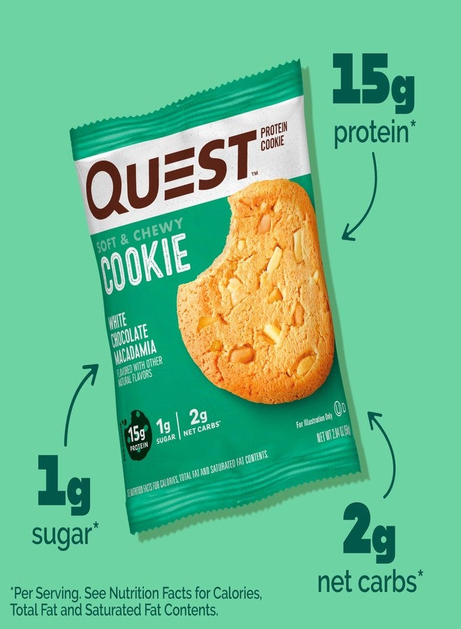 Quest Nutrition White Chocolate Macadamia Protein Cookie, 15g Protein, 1g Sugar, 2g Net Carbs, Keto Friendly, High Protein, Low Carb; 4 Count - Image 2